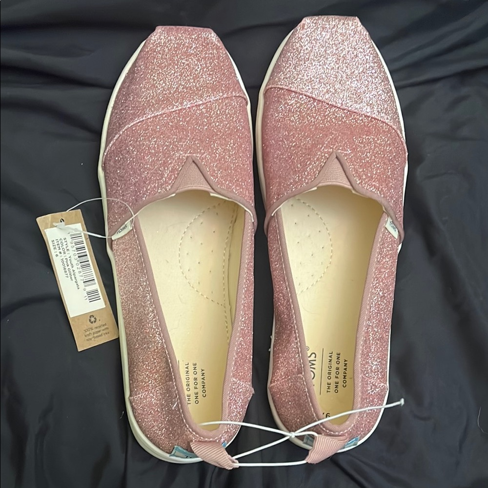 Toms Pink Flats with Glittery Sheen